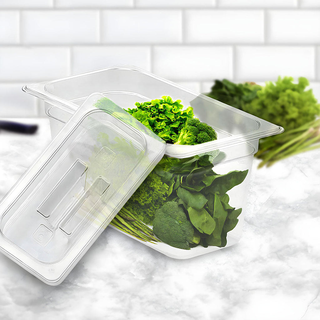 NNEAGS 150mm Clear Gastronorm GN Pan 1/3 Food Tray Storage Bundle of 6 with Lid-2