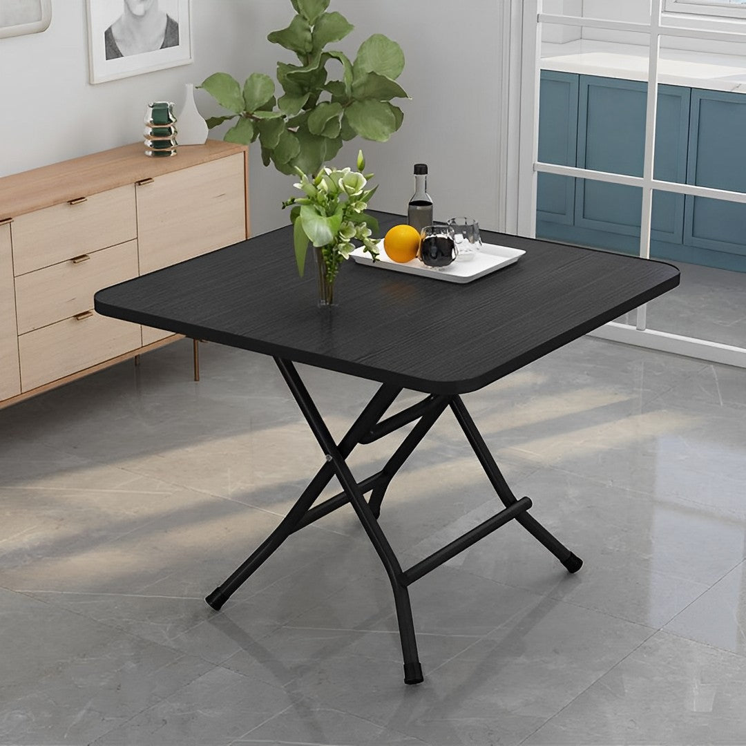 NNEAGS 2X Black Dining Table Portable Square Surface Space Saving Folding Desk with Lacquered Legs Home Decor-2