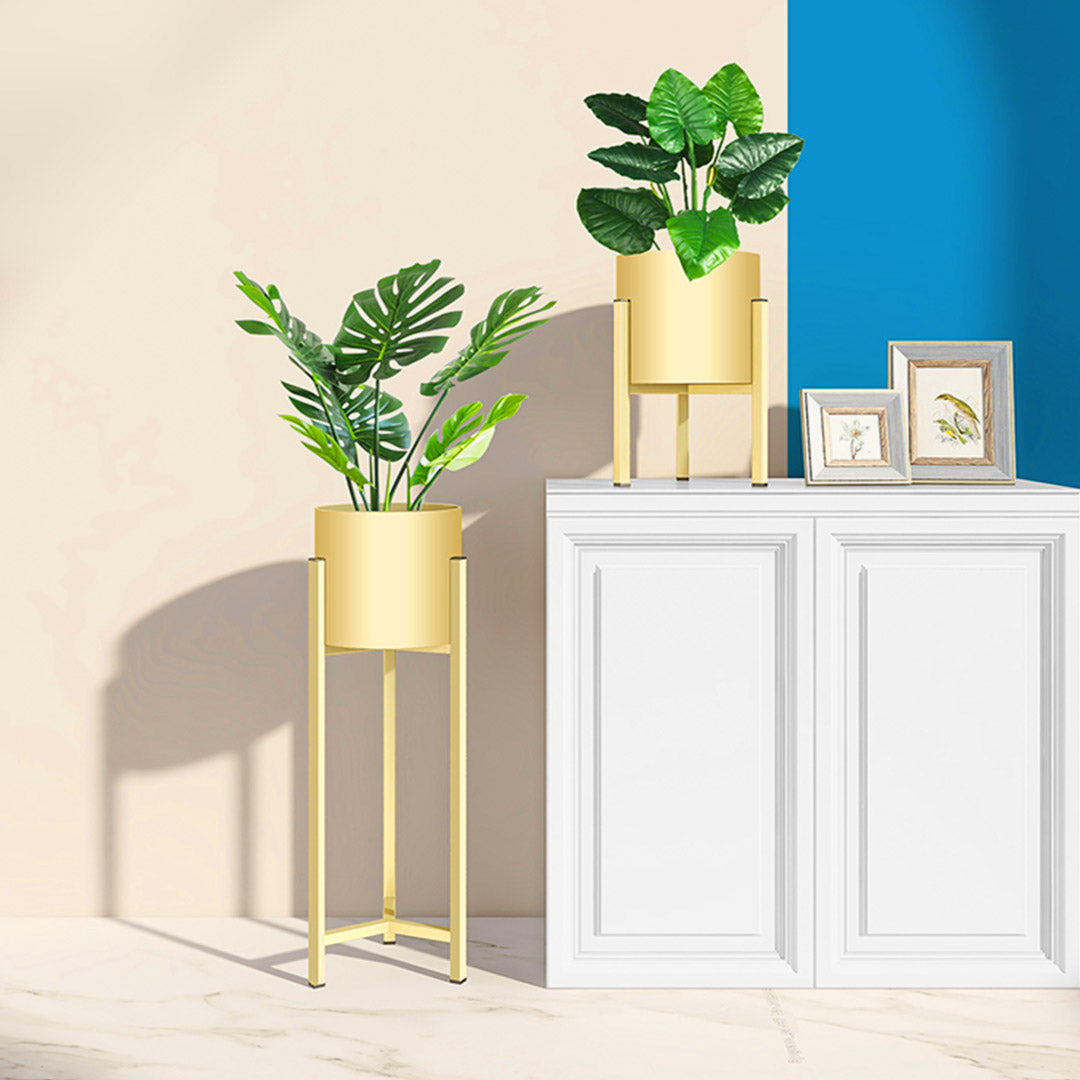 NNEAGS 4X 75cm Gold Metal Plant Stand with Flower Pot Holder Corner Shelving Rack Indoor Display-2