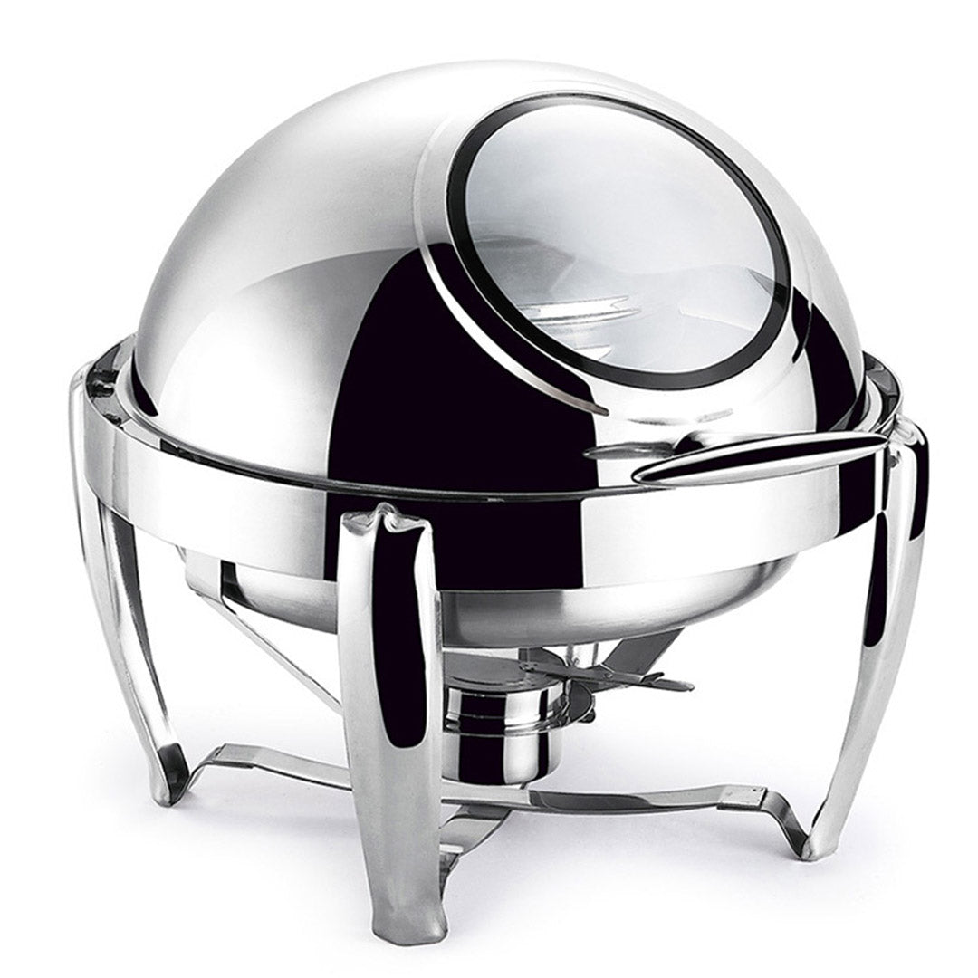 NNEAGS 4X 6.5L Stainless Steel Round Soup Tureen Bowl Station Roll Top Buffet Chafing Dish Catering Chafer Food Warmer Server-2
