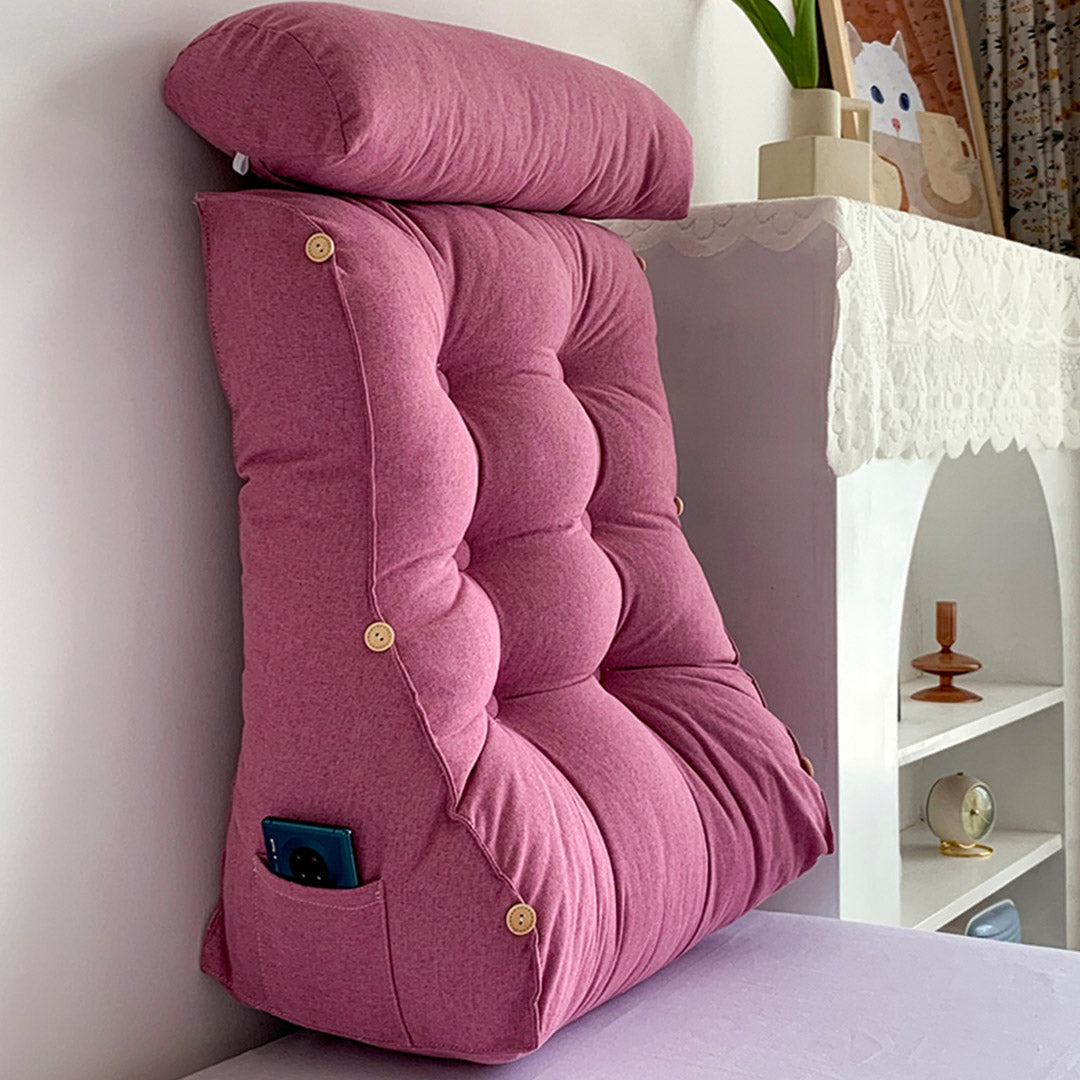 NNEAGS 4X 60cm Magenta Triangular Wedge Lumbar Pillow Headboard Backrest Sofa Bed Cushion Home Decor-2