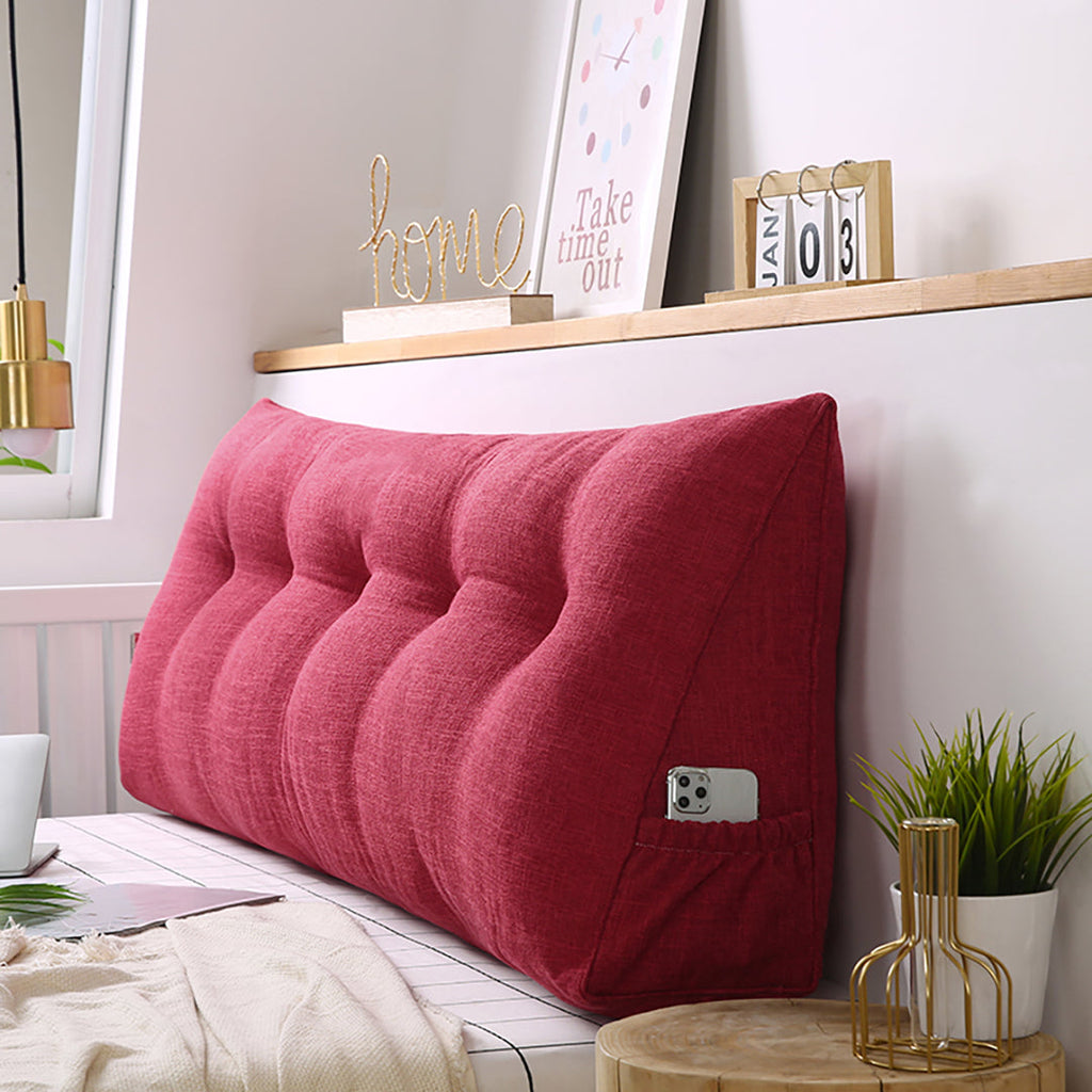 NNEAGS 4X 120cm Rose Red Triangular Wedge Bed Pillow Headboard Backrest Bedside Tatami Cushion Home Decor-2
