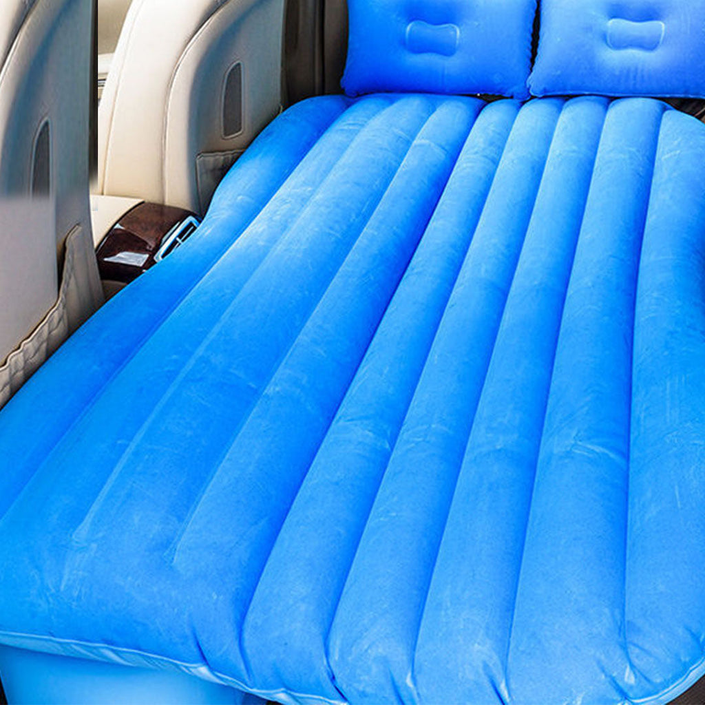 NNEAGS 2X Blue Stripe Inflatable Car Mattress Portable Camping Rest Air Bed Travel Compact Sleeping Kit Essentials-2