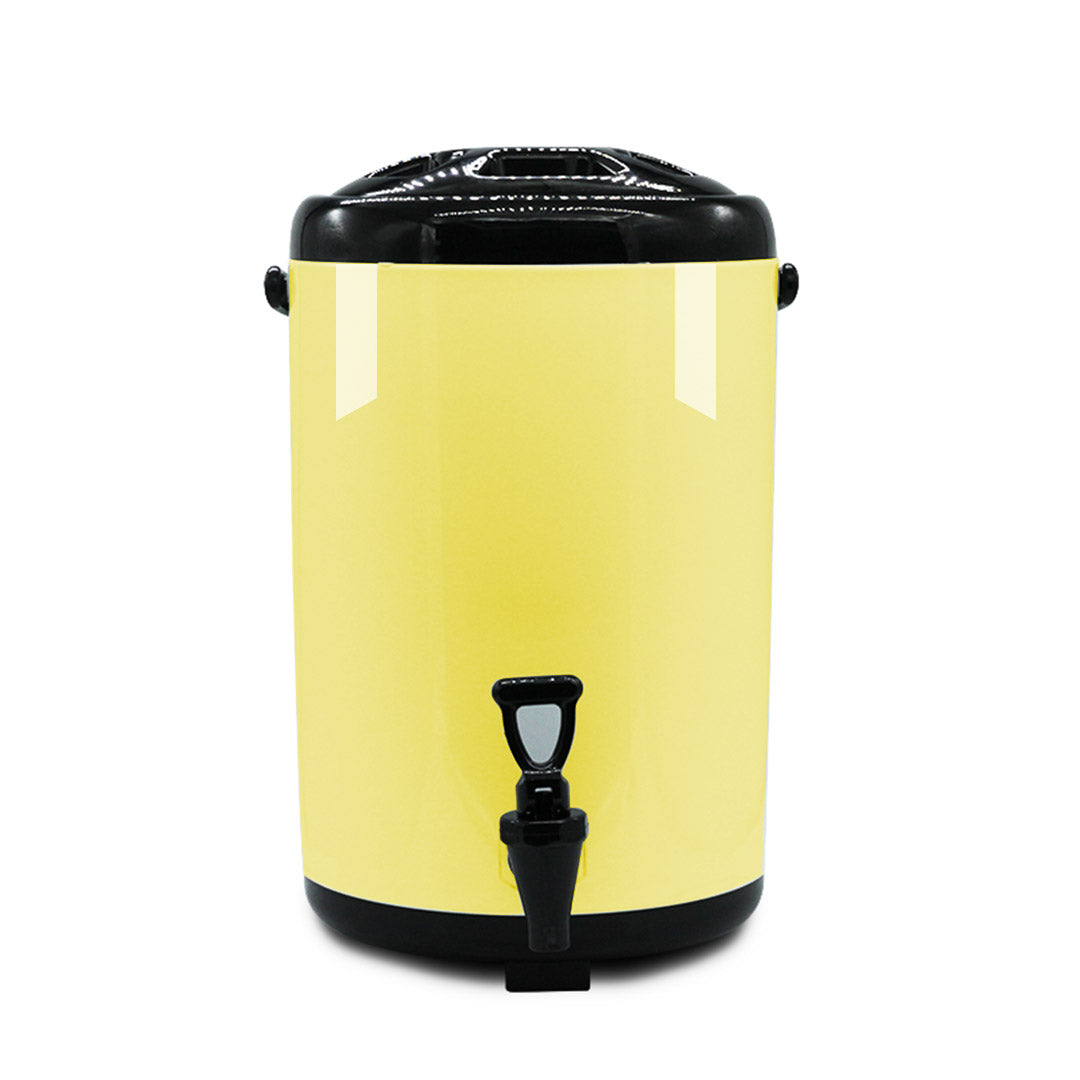 NNEAGS 2X 14L Stainless Steel Insulated Milk Tea Barrel Hot and Cold Beverage Dispenser Container with Faucet Yellow-2