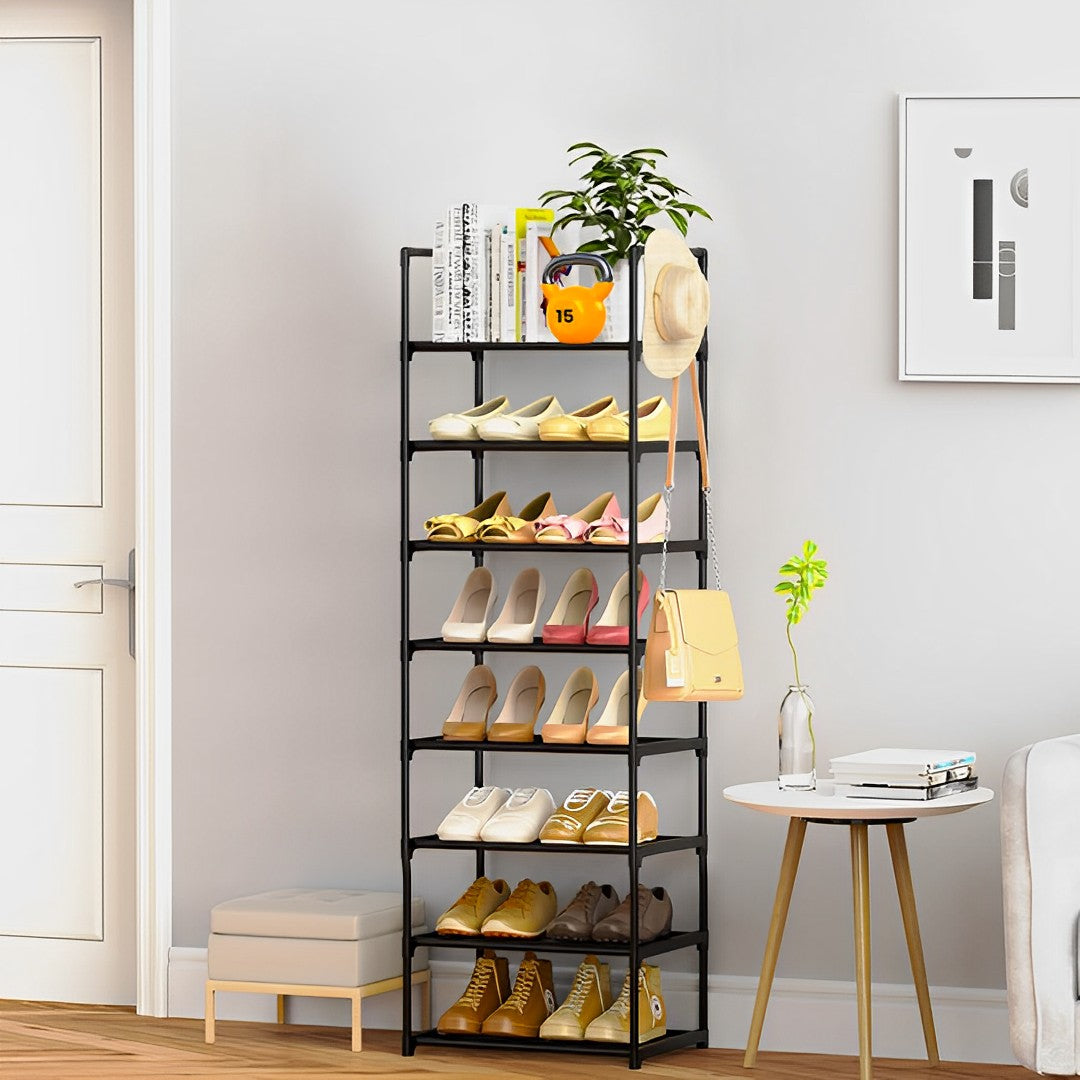 NNEAGS 2X 8 Tier Shoe Storage Shelf Space-Saving Caddy Rack Organiser with Handle-2