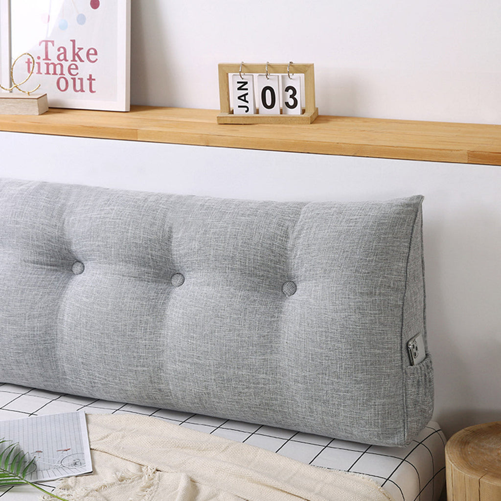 NNEAGS 4X 150cm Silver Triangular Wedge Bed Pillow Headboard Backrest Bedside Tatami Cushion Home Decor-2