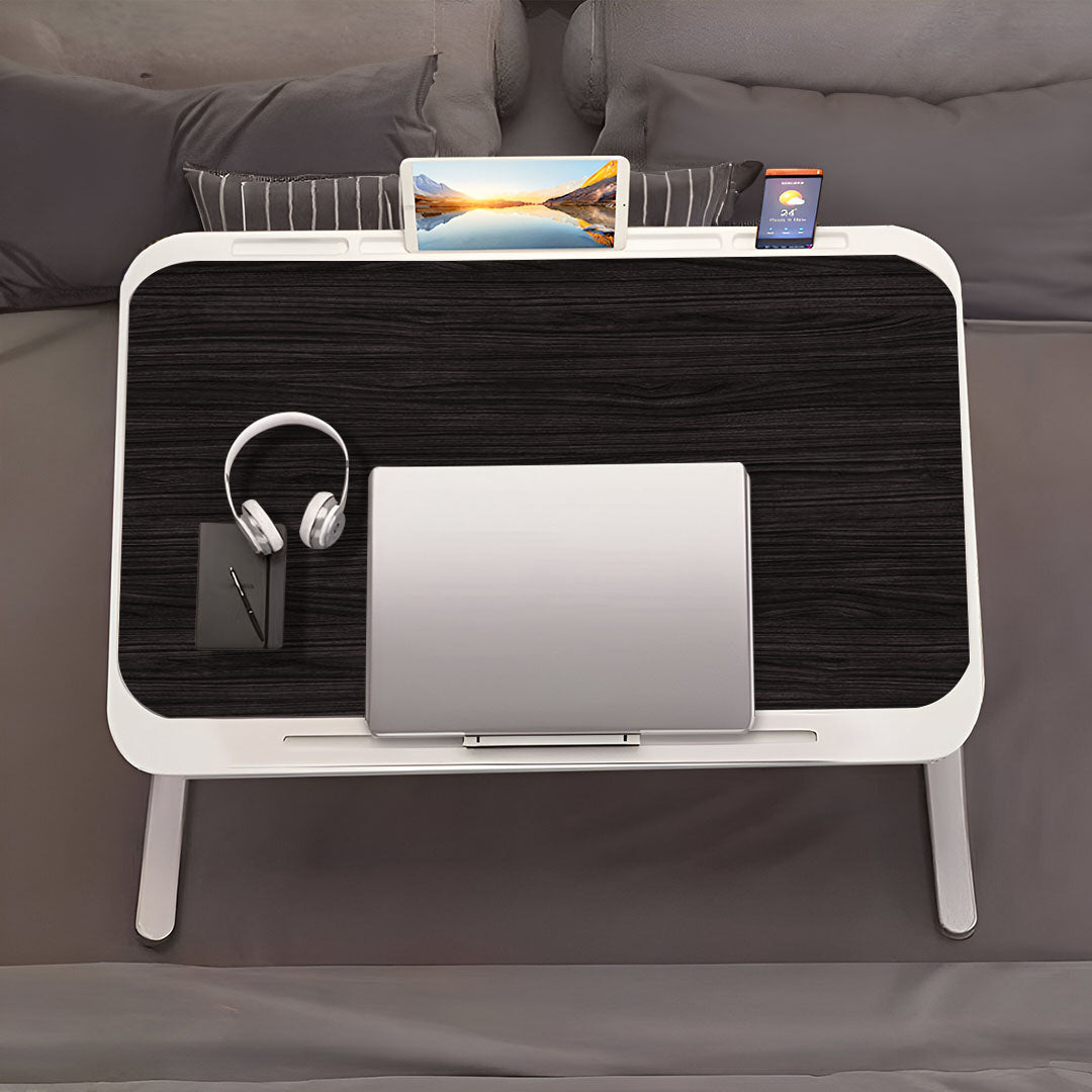 NNEAGS 2X 70X45cm Black Small Laptop Bed Portable Foldable Study Table Adjustable-3