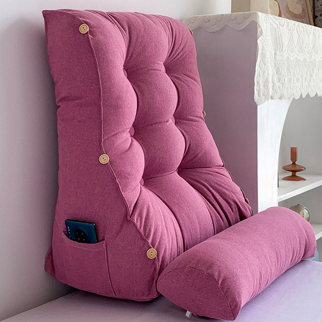 NNEAGS 4X 60cm Magenta Triangular Wedge Lumbar Pillow Headboard Backrest Sofa Bed Cushion Home Decor-3