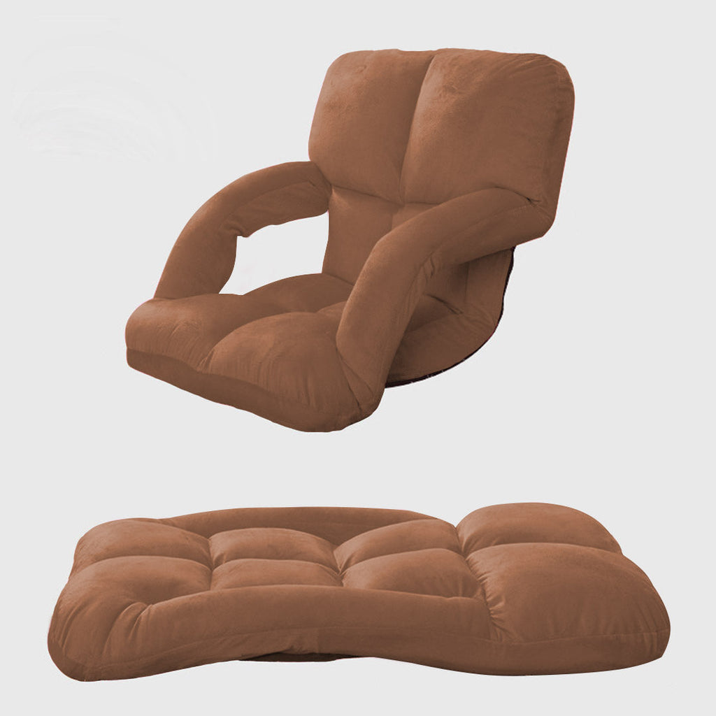 NNEAGS 4X Foldable Lounge Cushion Adjustable Floor Lazy Recliner Chair with Armrest Coffee-3