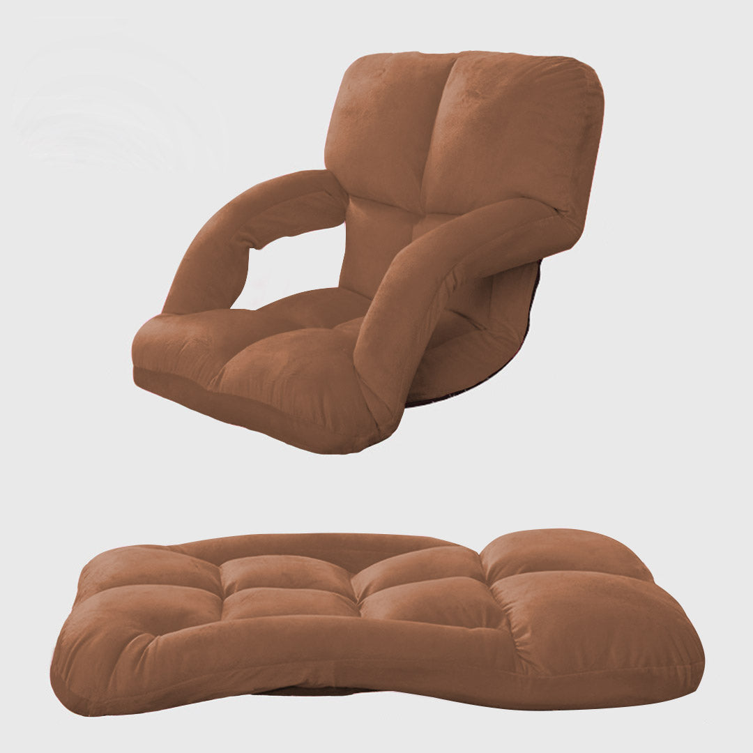 NNEAGS 4X Foldable Lounge Cushion Adjustable Floor Lazy Recliner Chair with Armrest Coffee-3