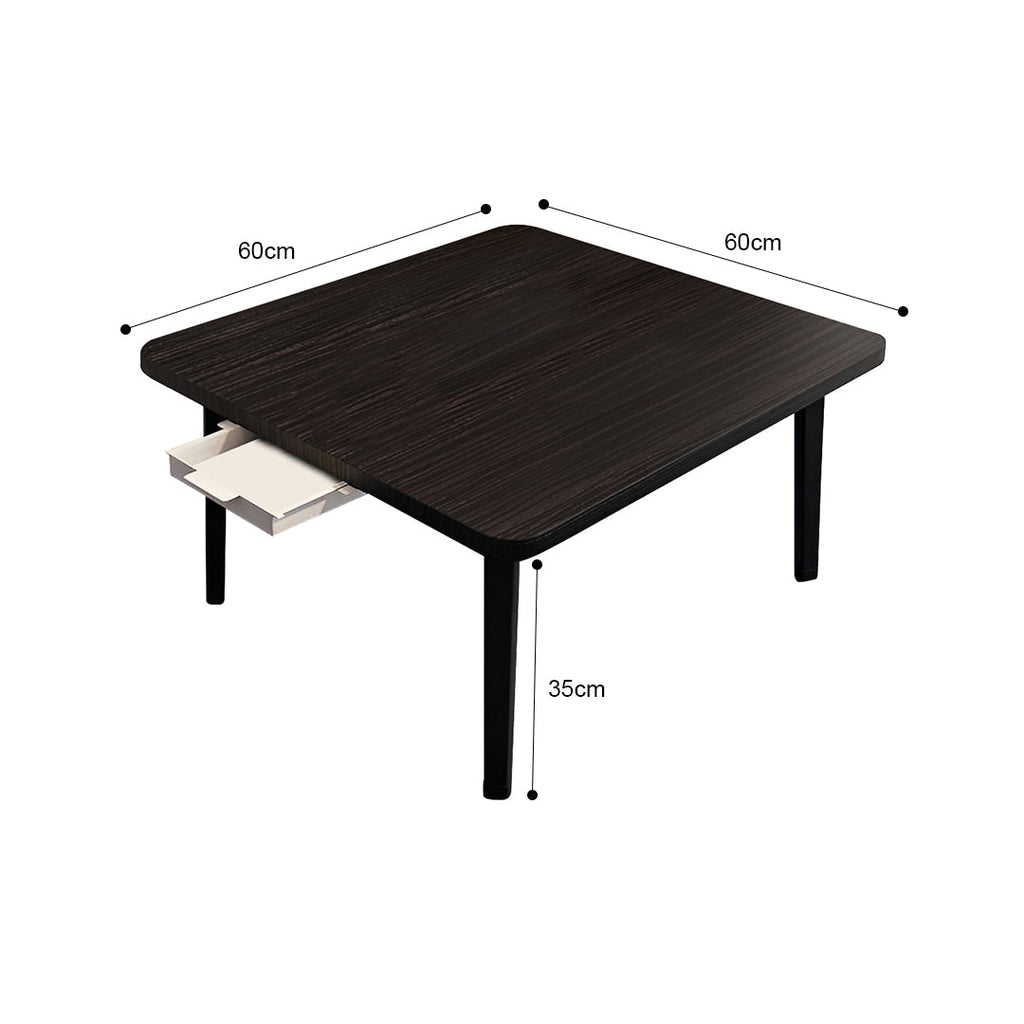 NNEAGS 2X  Black Portable Floor Table Small Square Space-Saving Mini Desk Home Decor-3