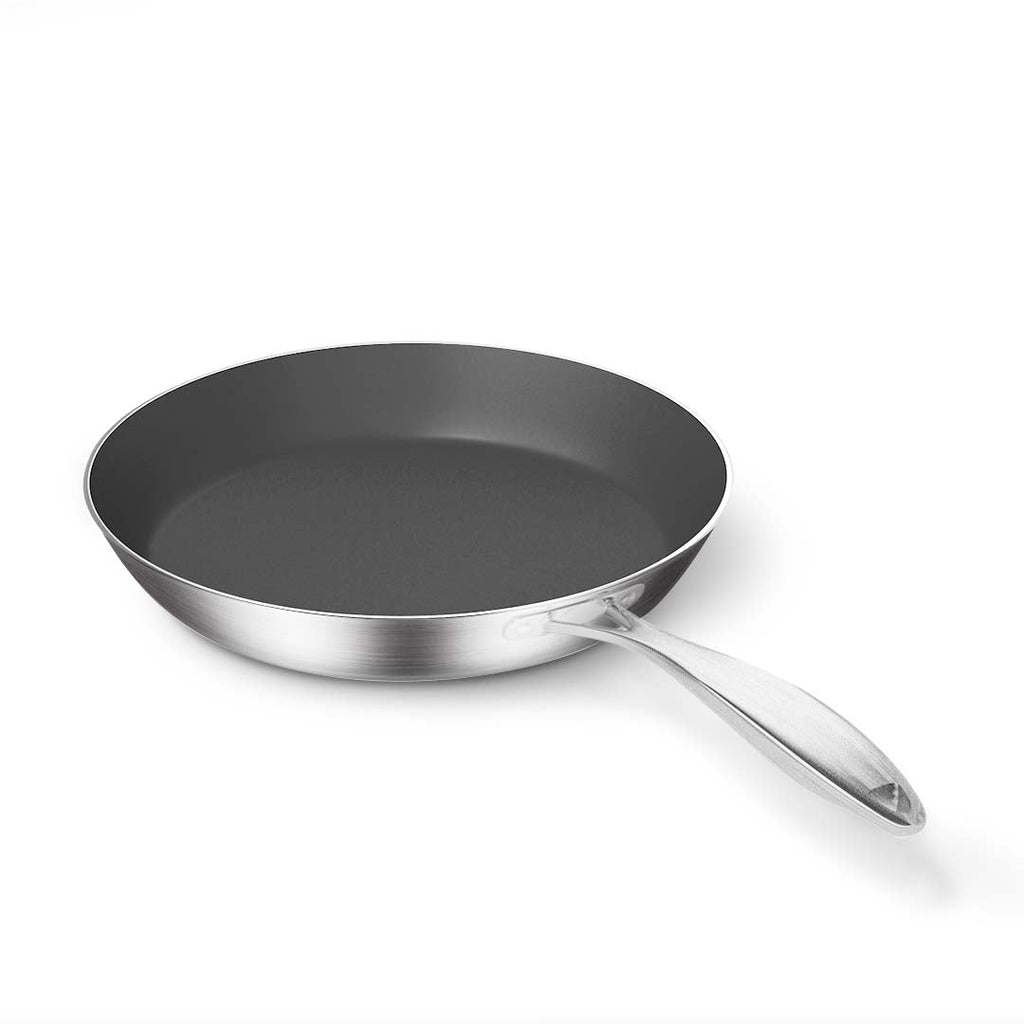 NNEAGS Stainless Steel Fry Pan 24cm 28cm Frying Pan Induction Non Stick Interior-3
