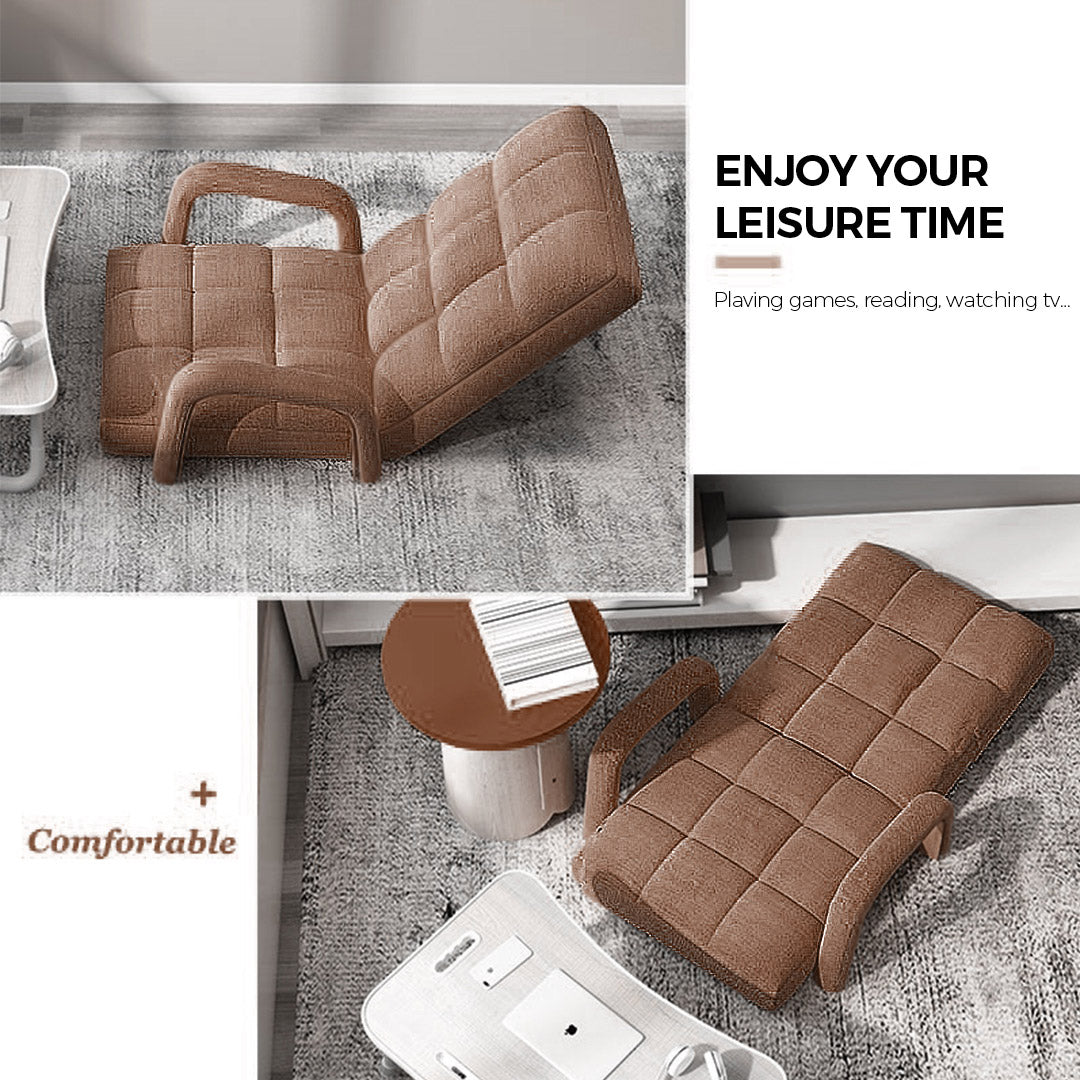 NNEAGS 4X Foldable Lounge Cushion Adjustable Floor Lazy Recliner Chair with Armrest Coffee-3