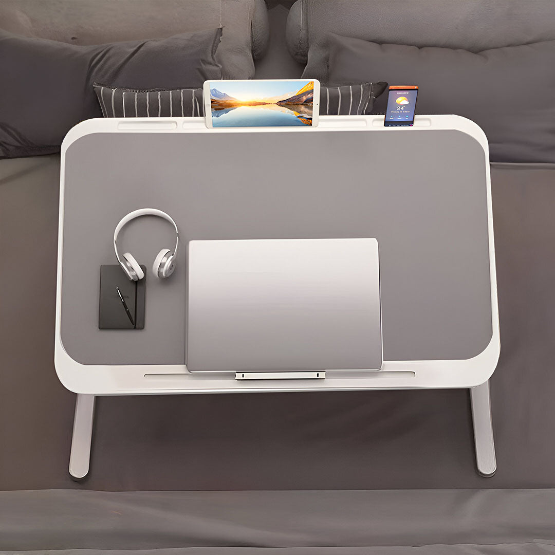 NNEAGS 2X 70X45cm Grey Small Laptop Bed Portable Foldable Study Table Adjustable-3
