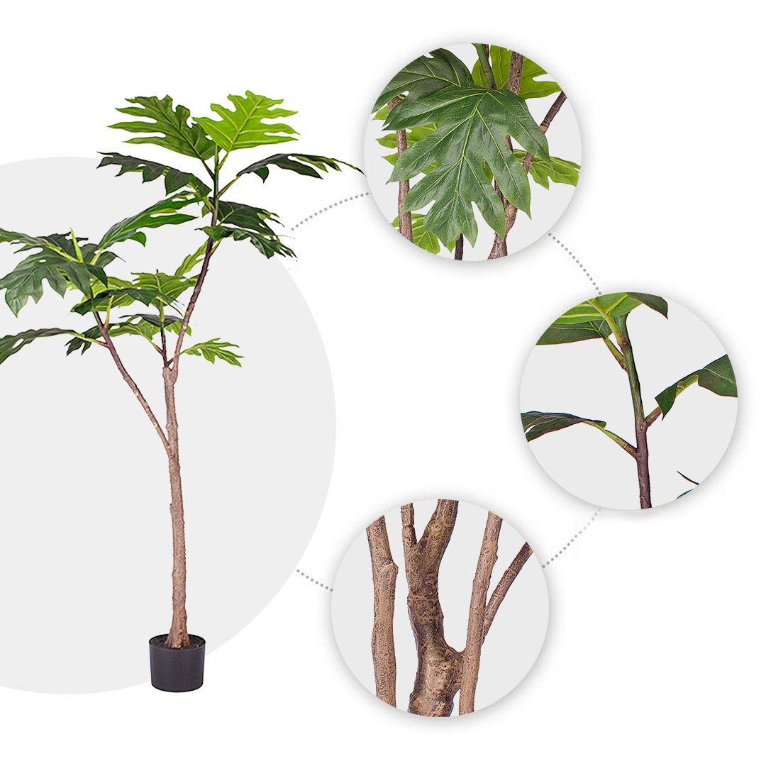 NNEAGS 2X 150cm Artificial Natural Green Split-Leaf Philodendron Tree Fake Tropical Indoor Plant Home Office Decor-3