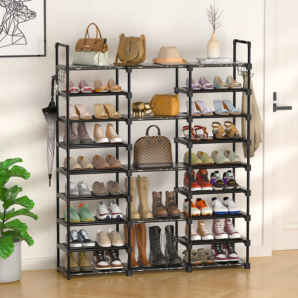 NNEAGS 2X 19-Shelf Tier Shoe Storage Shelf Space-Saving Caddy Rack Organiser with Handle-3