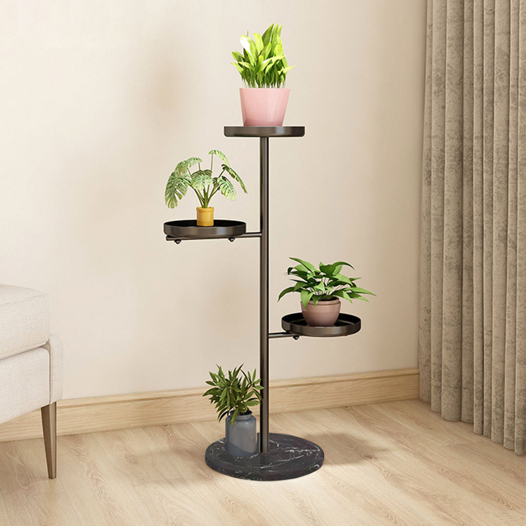 NNEAGS 3 Tier Black Round Plant Stand Flowerpot Tray Display Living Room Balcony Metal Decorative Shelf-3