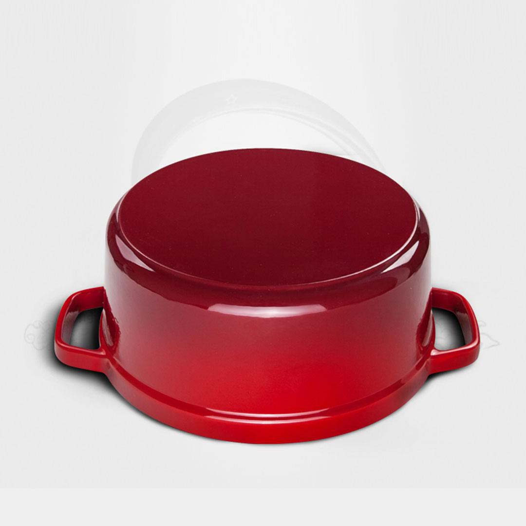 NNEAGS 2X Cast Iron 24cm Enamel Porcelain Stewpot Casserole Stew Cooking Pot With Lid Red-3