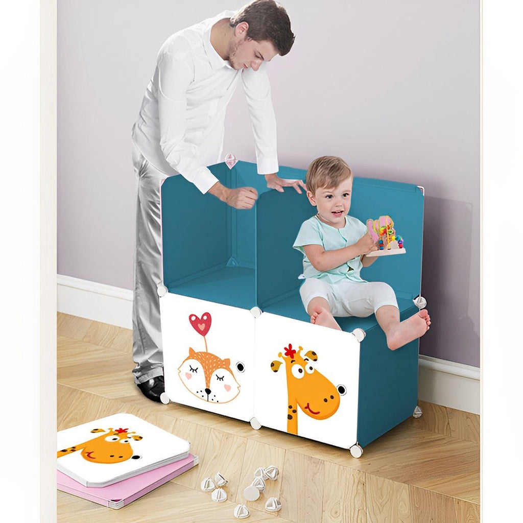 NNEAGS 10 Cubes DIY Animal Design Portable Wardrobe Divide-Grid Modular Storage Organiser Foldable Closet-3