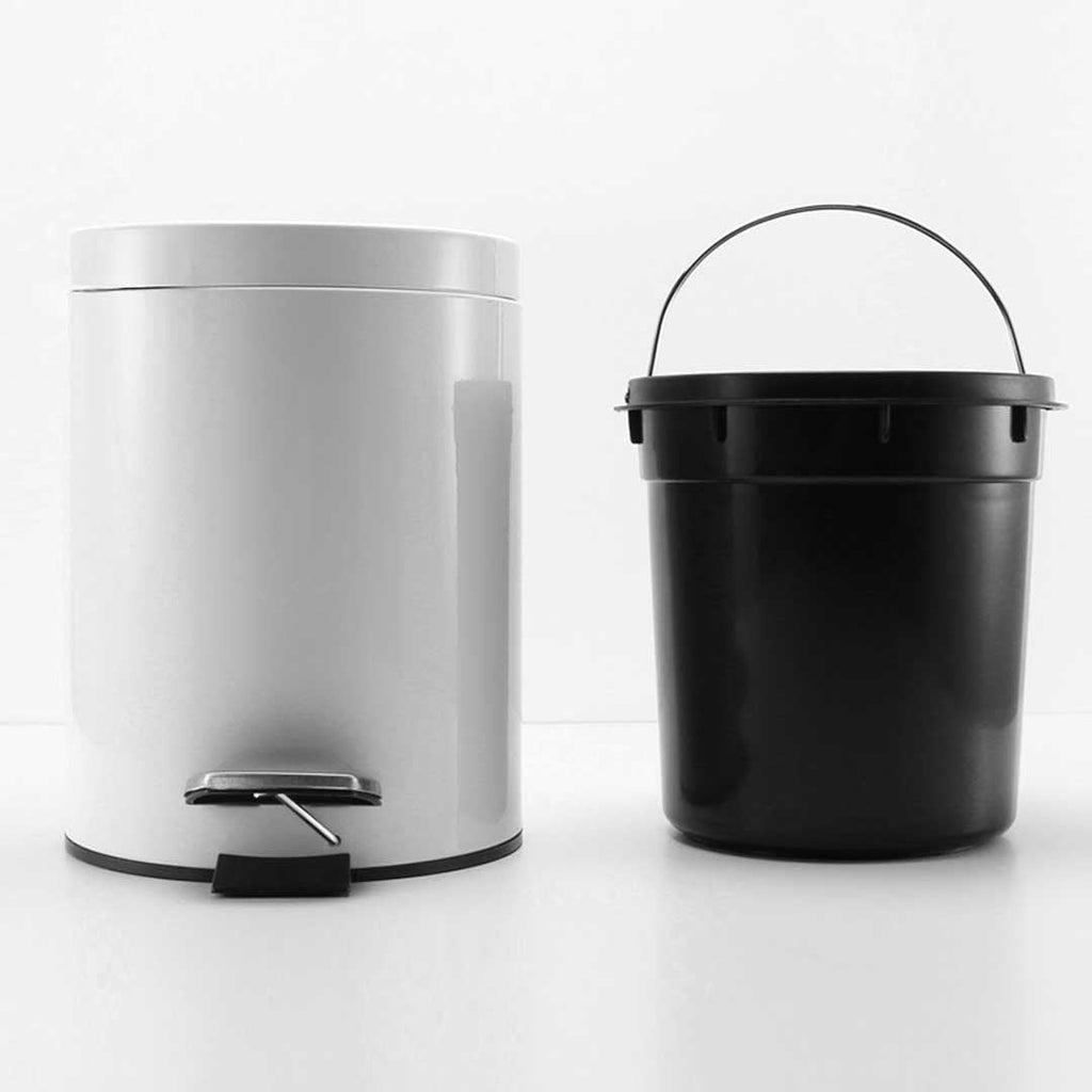 NNEAGS 2X 7L Foot Pedal Stainless Steel Rubbish Recycling Garbage Waste Trash Bin Round White-3