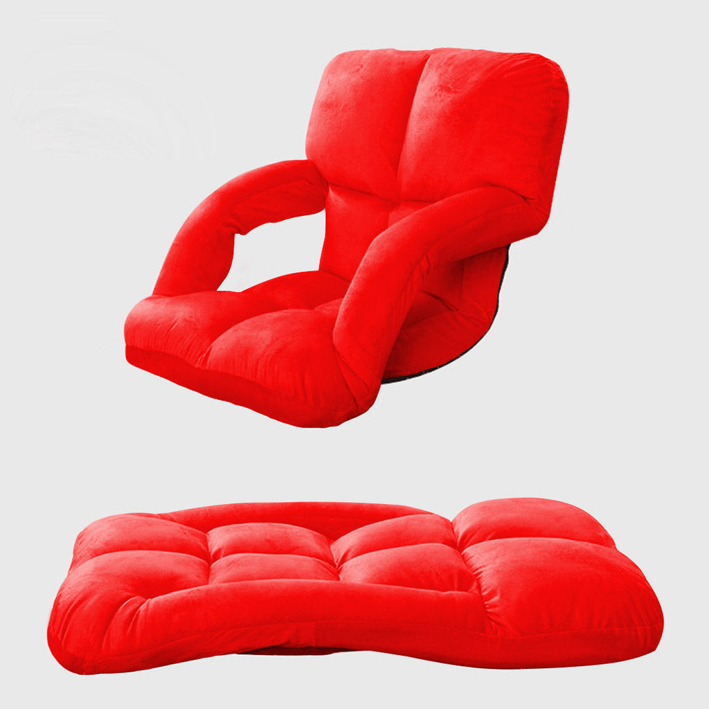 NNEAGS 4X Foldable Lounge Cushion Adjustable Floor Lazy Recliner Chair with Armrest Red-3