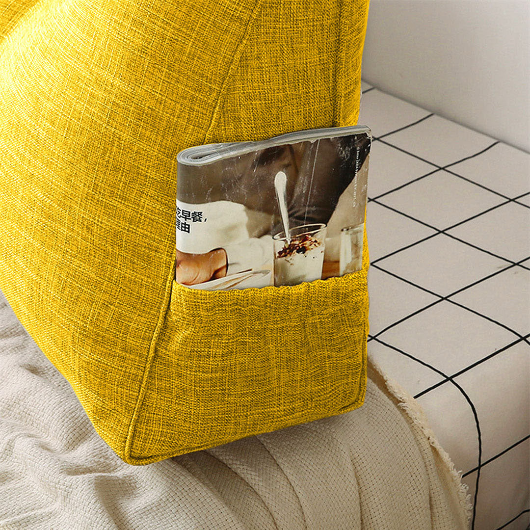 NNEAGS 2X 120cm Yellow Triangular Wedge Bed Pillow Headboard Backrest Bedside Tatami Cushion Home Decor-3