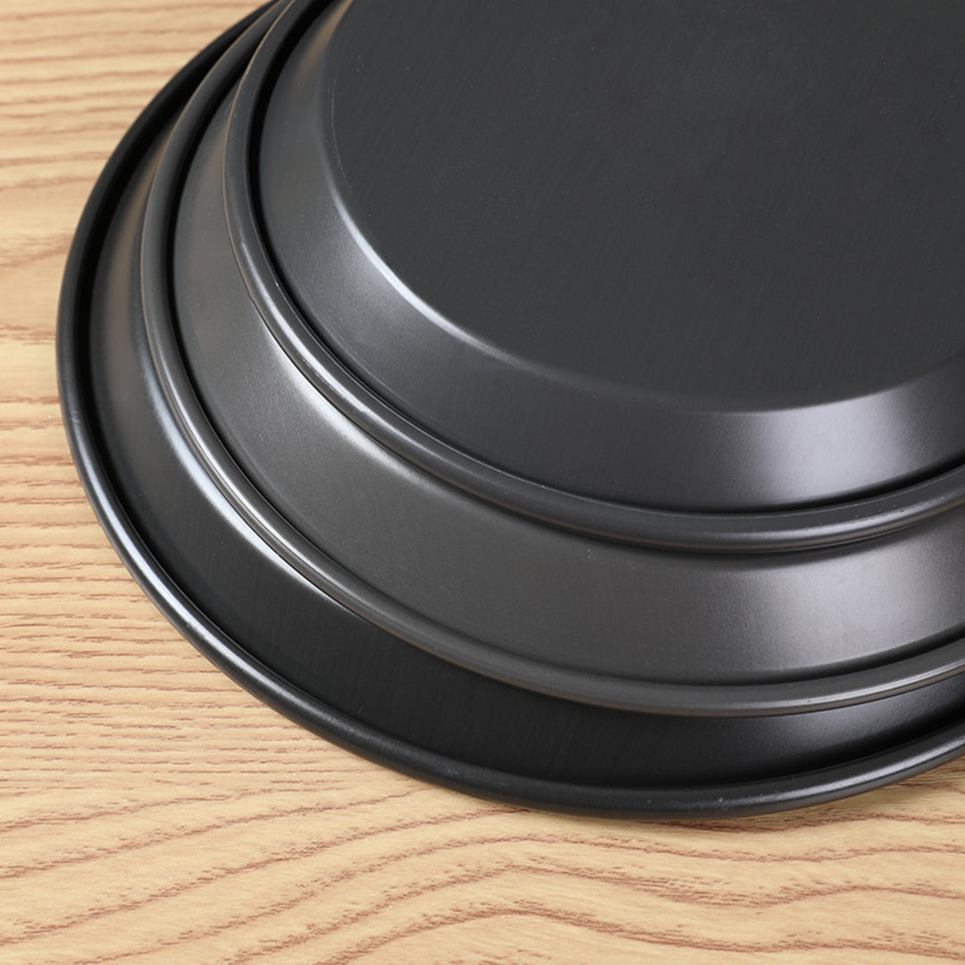 NNEAGS 6X 10-inch Round Black Steel Non-stick Pizza Tray Oven Baking Plate Pan-3