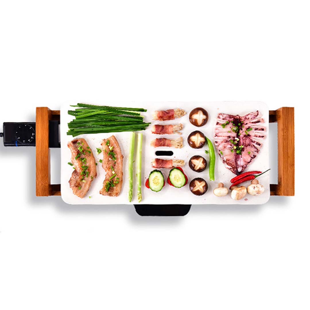 NNEAGS Electric Ceramic BBQ Grill Non-stick Surface Hot Plate for Indoor & Outdoor White-3