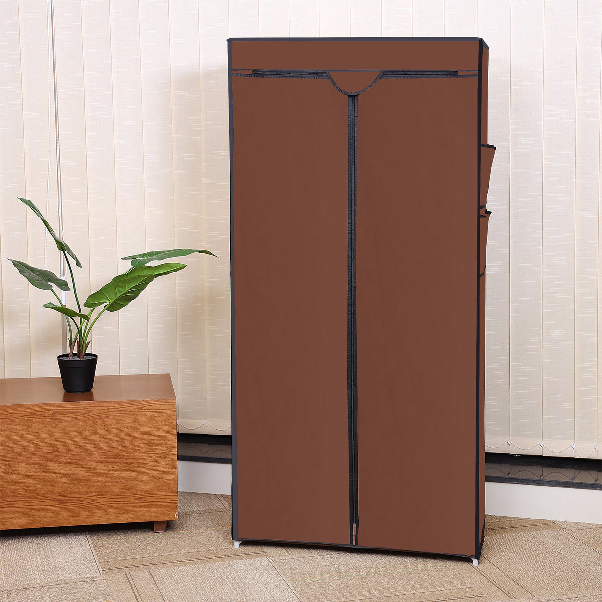 NNEAGS 2X 75x45xcm Brown Clothes Organizer Rack with Zippered Dust Cover-3