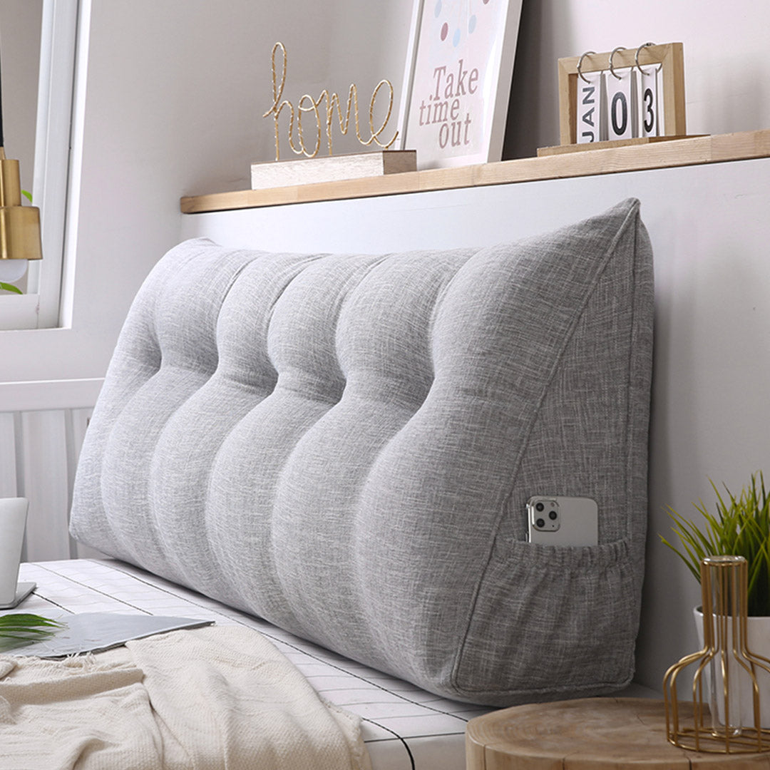 NNEAGS 4X 150cm Silver Triangular Wedge Bed Pillow Headboard Backrest Bedside Tatami Cushion Home Decor-3