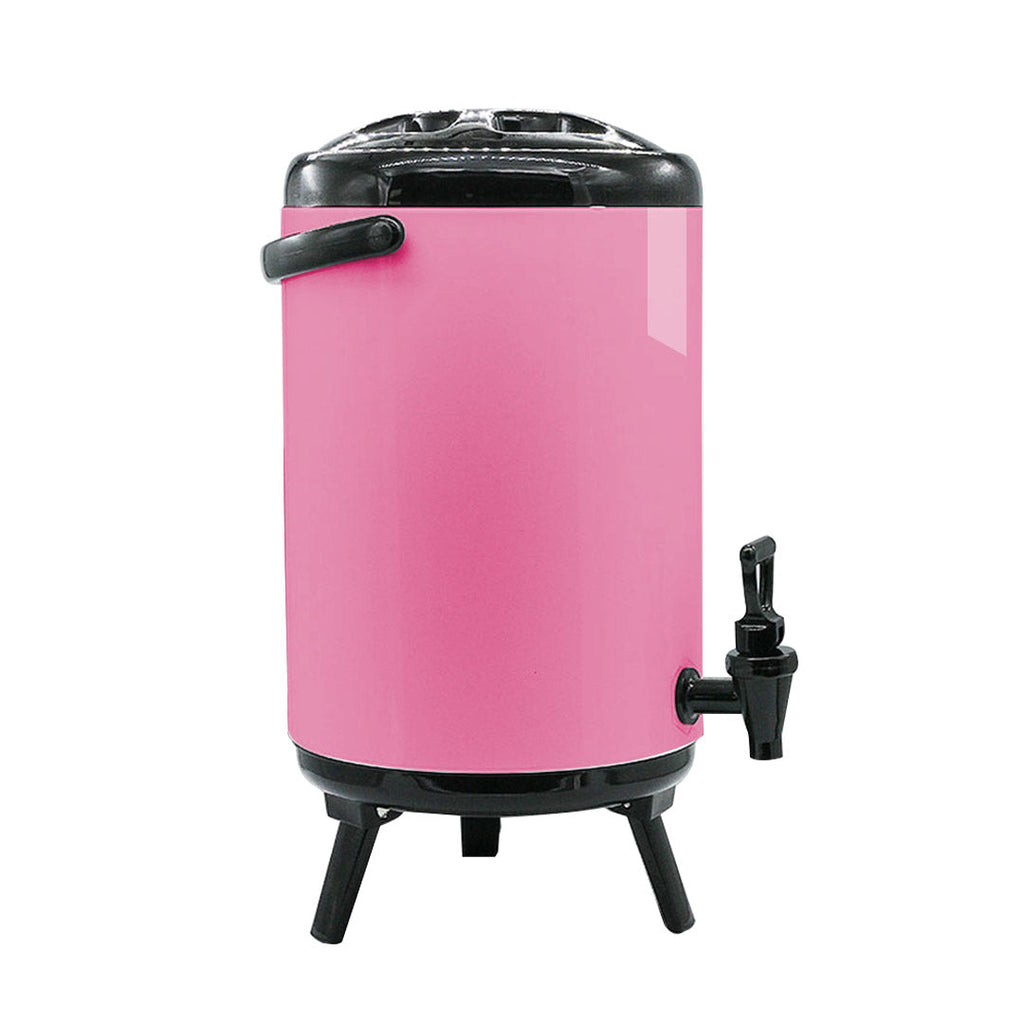 NNEAGS 8X 16L Stainless Steel Insulated Milk Tea Barrel Hot and Cold Beverage Dispenser Container with Faucet Pink-3