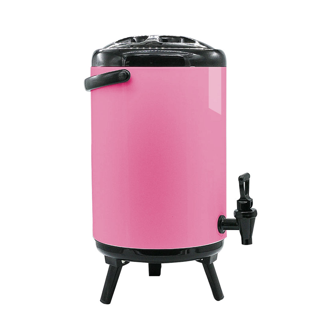 NNEAGS 8X 16L Stainless Steel Insulated Milk Tea Barrel Hot and Cold Beverage Dispenser Container with Faucet Pink-3