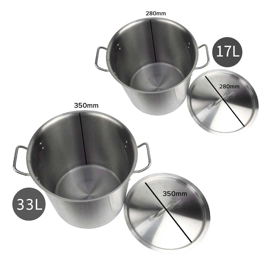 NNEAGS Stock Pot 17L 33L Top Grade Thick Stainless Steel Stockpot 18/10-3