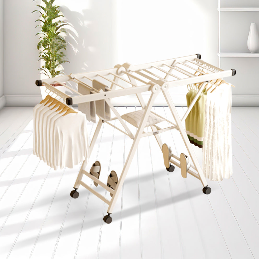 NNEAGS 140cm Portable Wing Shape Clothes Drying Rack Foldable Space-Saving Laundry Holder-3