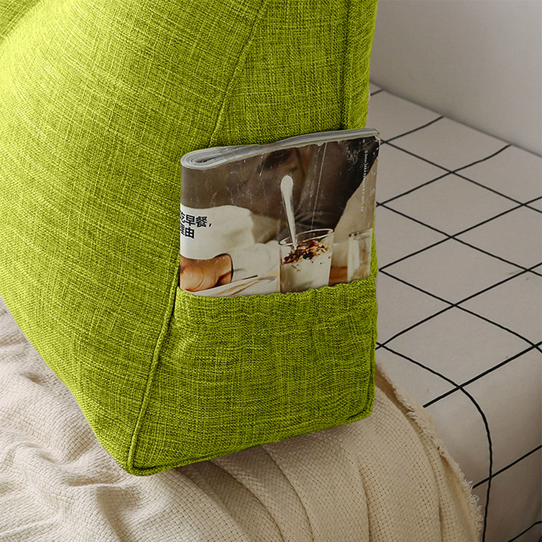 NNEAGS 150cm Green Triangular Wedge Bed Pillow Headboard Backrest Bedside Tatami Cushion Home Decor-3