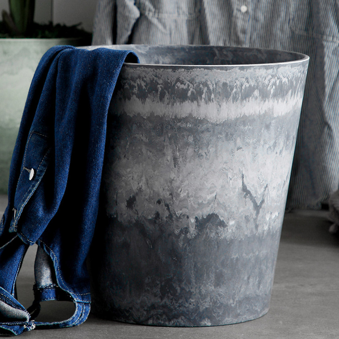 NNEAGS 2X 32cm Weathered Grey Round Resin Plant Flower Pot in Cement Pattern Planter Cachepot for Indoor Home Office-4