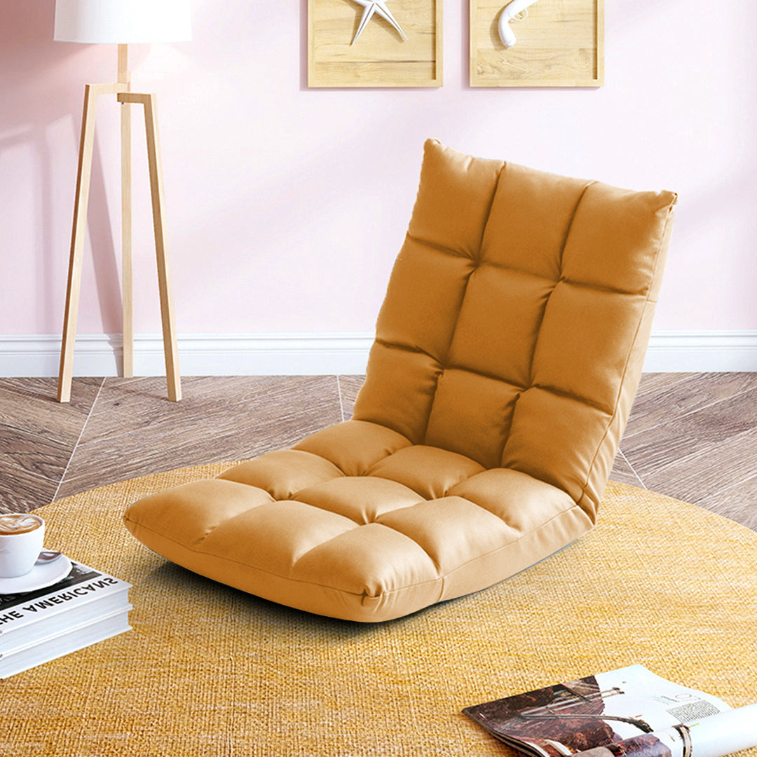 NNEAGS Yellow Lounge Floor Recliner Adjustable Gaming Sofa Bed Foldable Indoor Outdoor Backrest Seat Home Office Decor-3