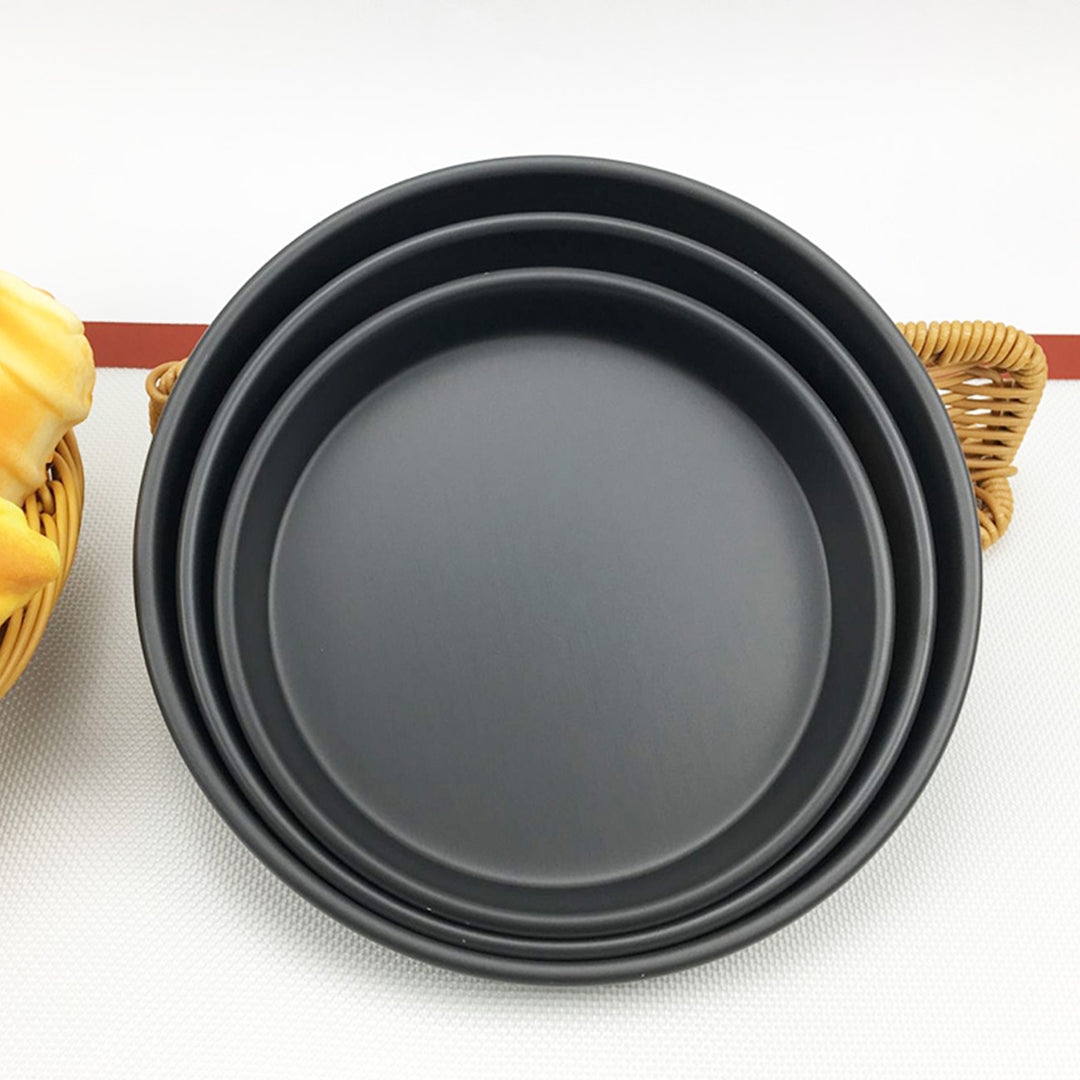 NNEAGS 6X 10-inch Round Black Steel Non-stick Pizza Tray Oven Baking Plate Pan-4