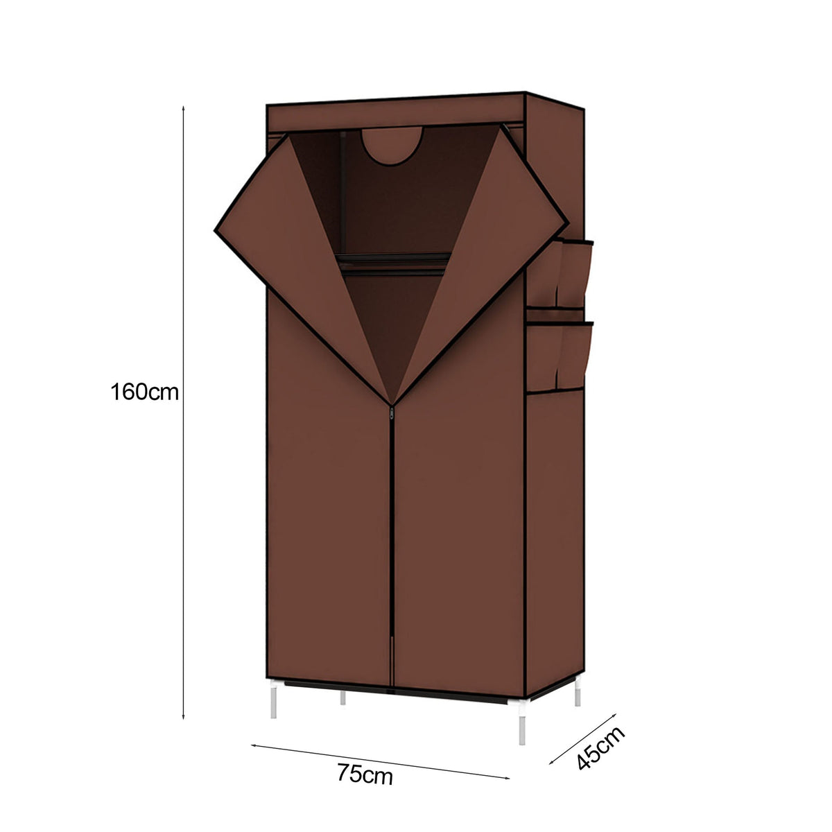 NNEAGS 2X 75x45xcm Brown Clothes Organizer Rack with Zippered Dust Cover-4