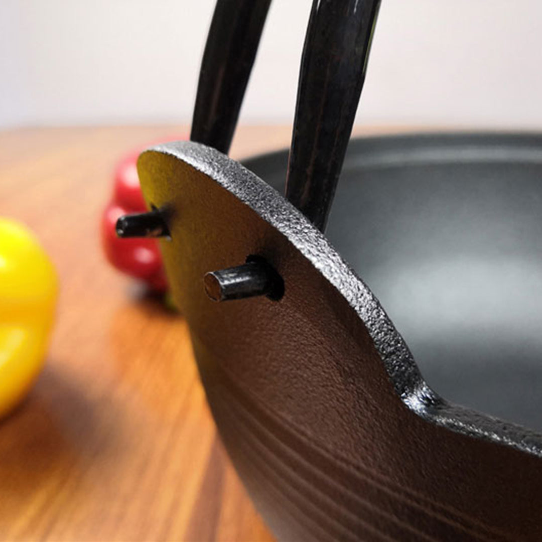 NNEAGS 2X 29cm Cast Iron Japanese Style Sukiyaki Tetsu Nabe Shabu Hot Pot with Wooden Lid-4