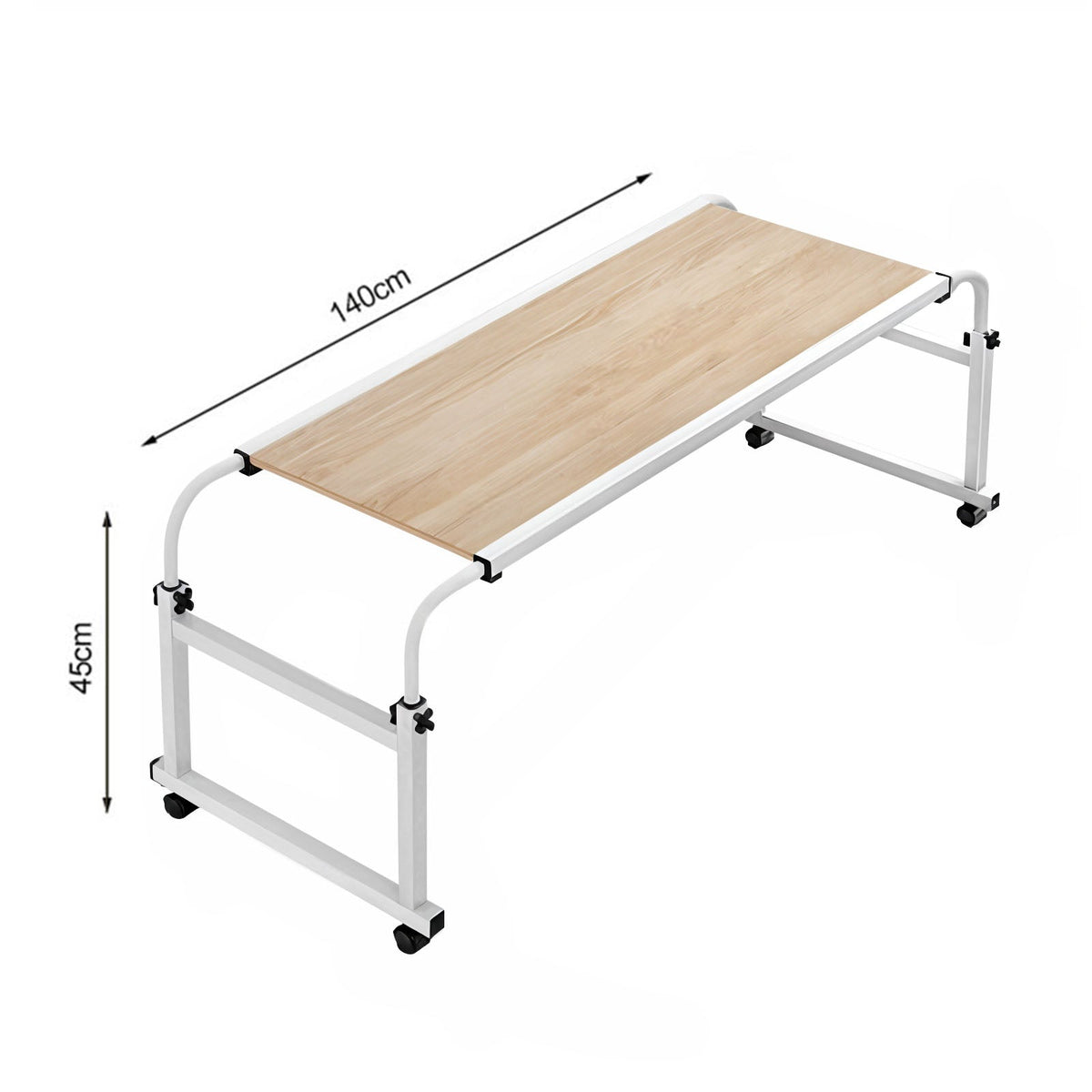 NNEAGS 120x45cm Wood Cross Bed Movable Desk Table w/ Adjustable Length & Height-4