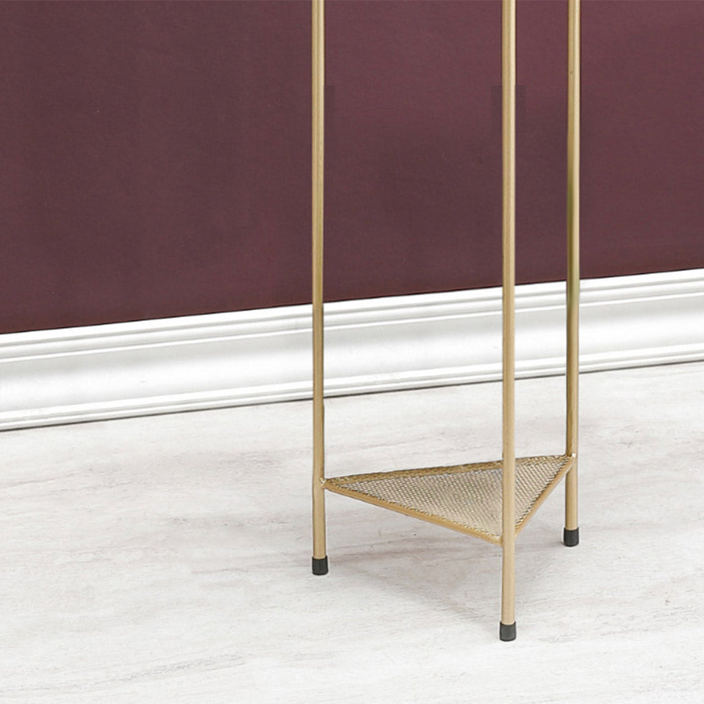 NNEAGS 2 Layer 65cm Gold Metal Plant Stand with Blue Flower Pot Holder Corner Shelving Rack Indoor Display-4