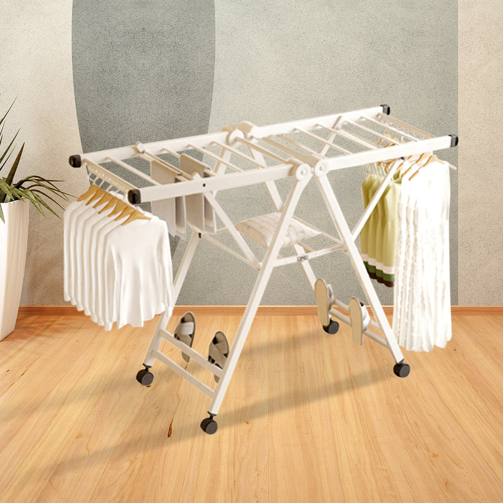 NNEAGS 140cm Portable Wing Shape Clothes Drying Rack Foldable Space-Saving Laundry Holder-4