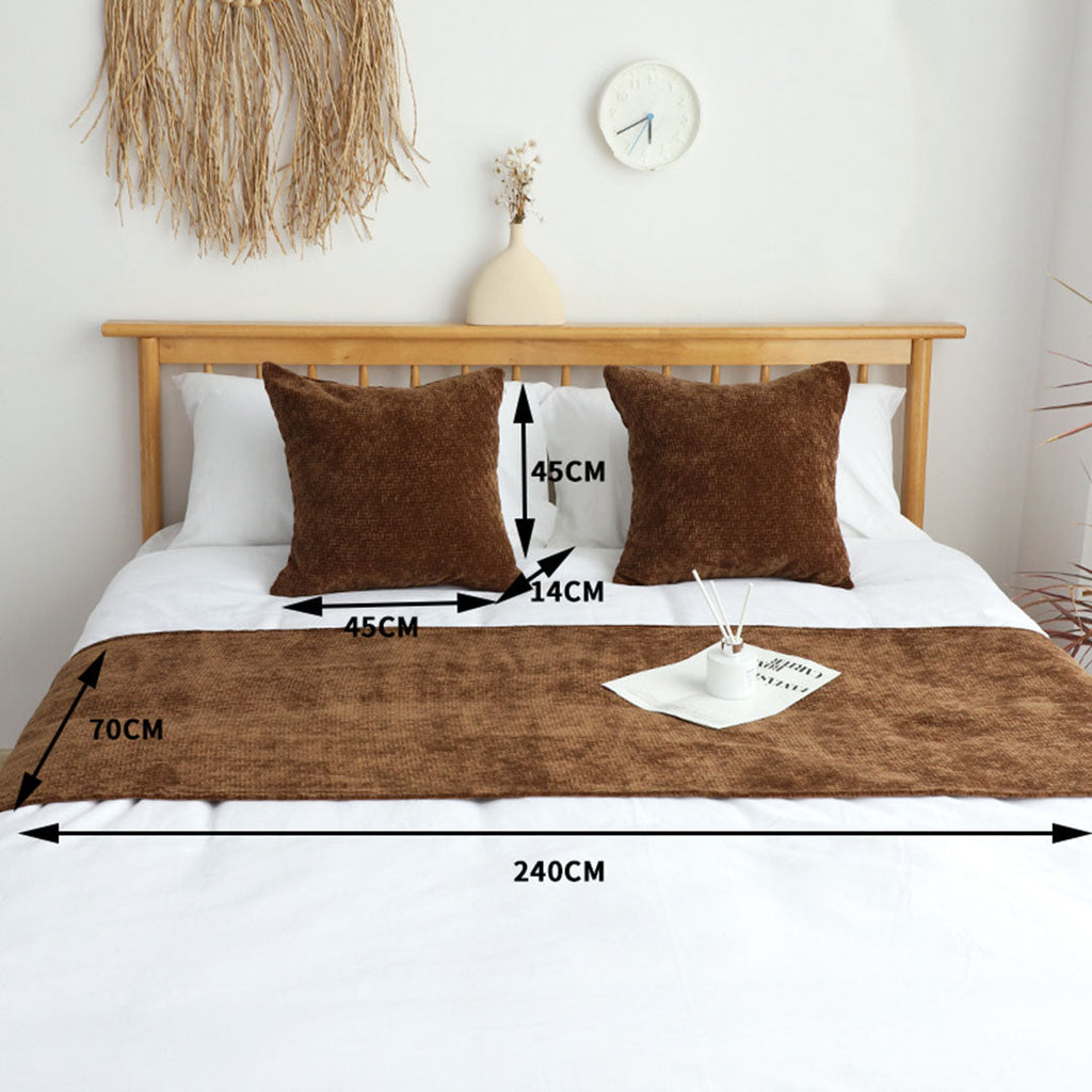 NNEAGS 70cm Brown Vintage Bed Scarf Runner Bedding Tail Pad Flag For Home Hotel Set of 3-4