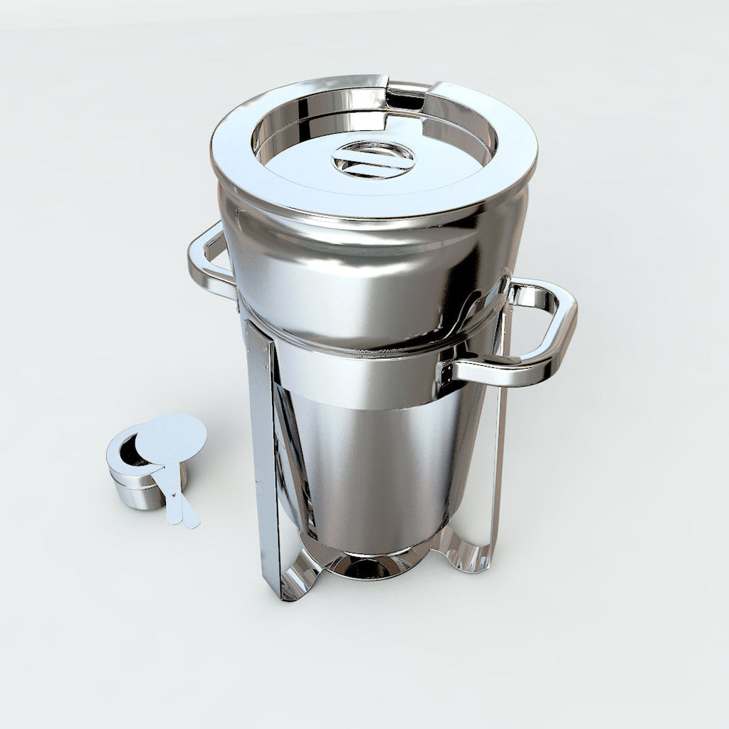 NNEAGS 7L Round Stainless Steel Soup Warmer Marmite Chafer Full Size Catering Chafing Dish-4