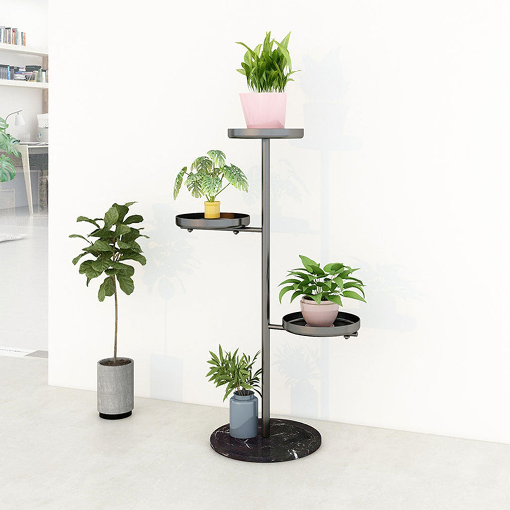 NNEAGS 3 Tier Black Round Plant Stand Flowerpot Tray Display Living Room Balcony Metal Decorative Shelf-4