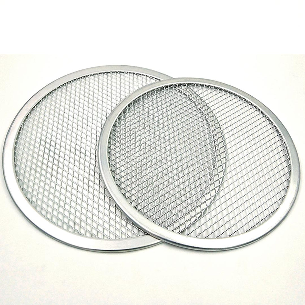 NNEAGS 6X 8-inch Round Seamless Aluminium Nonstick Grade Pizza Screen Baking Pan-4