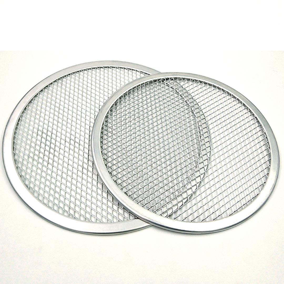 NNEAGS 6X 8-inch Round Seamless Aluminium Nonstick Grade Pizza Screen Baking Pan-4