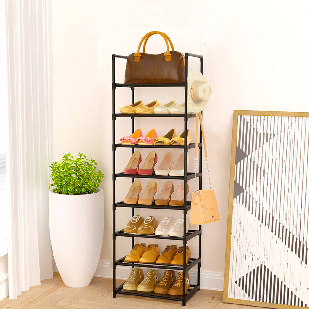 NNEAGS 2X 8 Tier Shoe Storage Shelf Space-Saving Caddy Rack Organiser with Handle-4