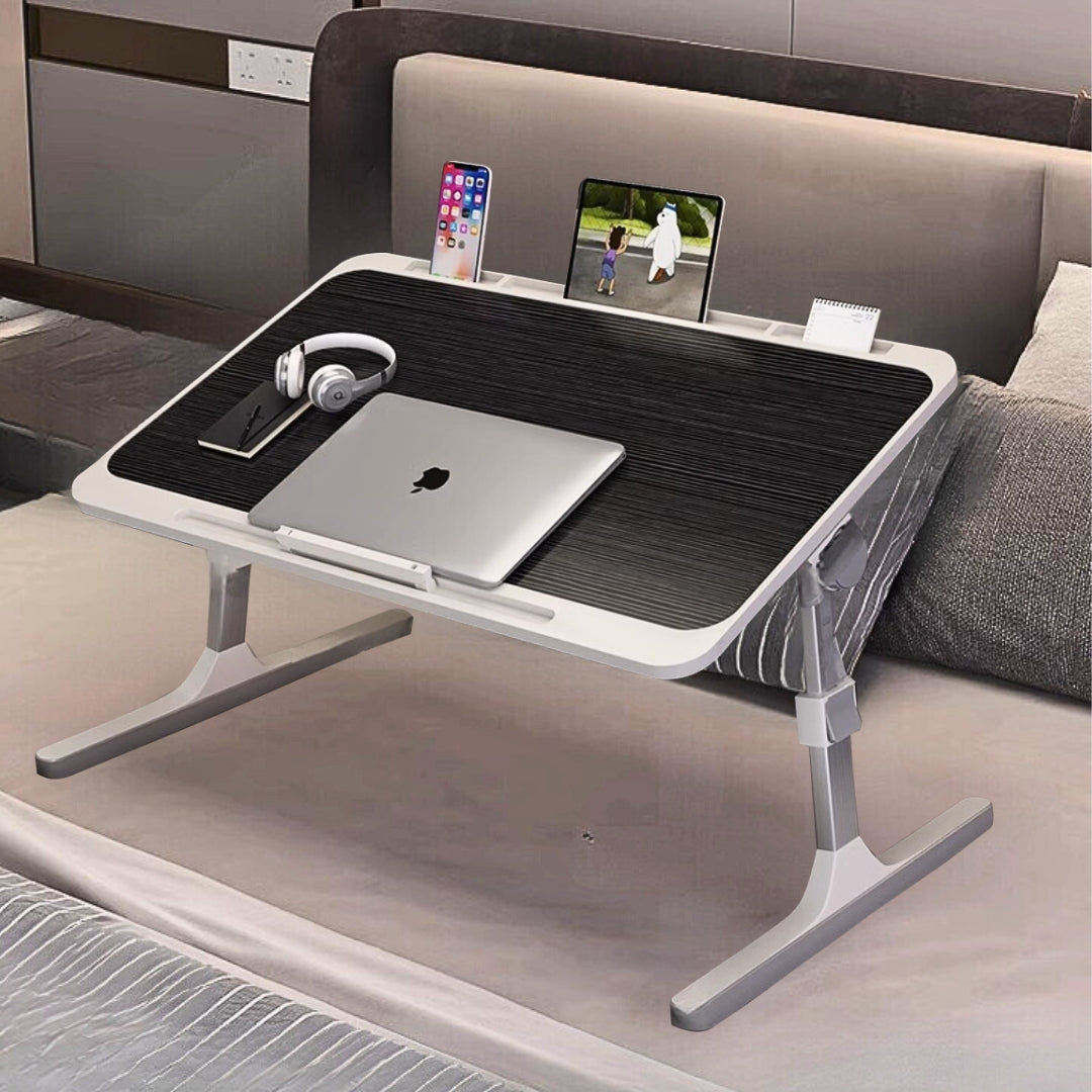 NNEAGS 2X 70X45cm Black Small Laptop Bed Portable Foldable Study Table Adjustable-4